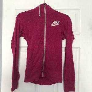 Pink zip up Nike hoodie